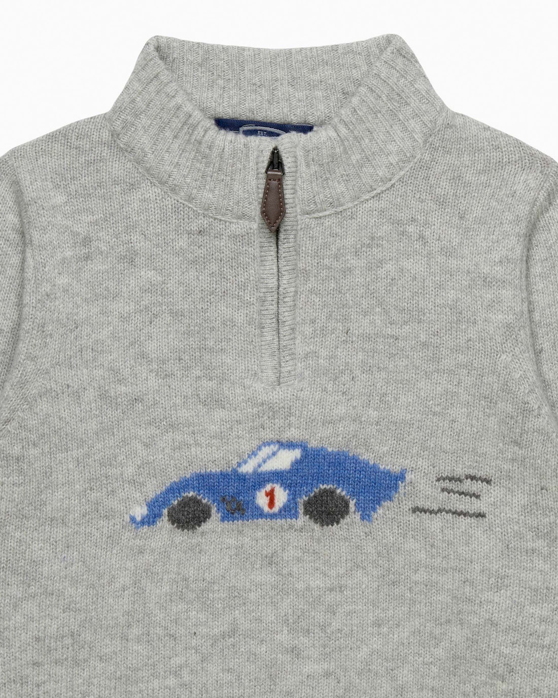 Chelsea Clothing Company Jumper Sebastian Car Half Zip Jumper in Grey Marl