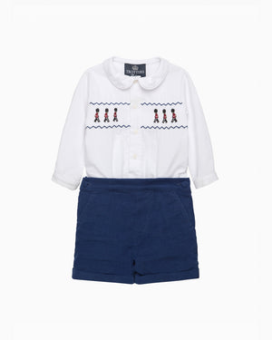 Trotters Heritage Set Baby Smocked Rupert Set in Guardsman