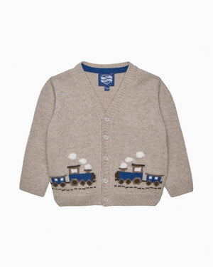 Chelsea Clothing Company Cardigan Baby Train Cardigan in Oatmeal