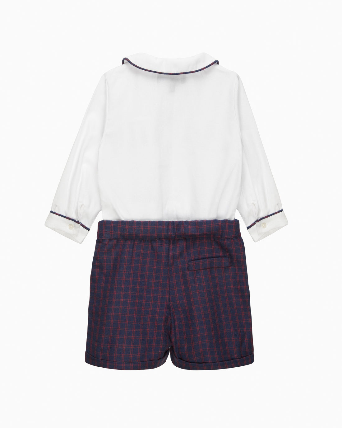Trotters Heritage Set The Rupert Smocked Set in White/Navy Check Guardsman