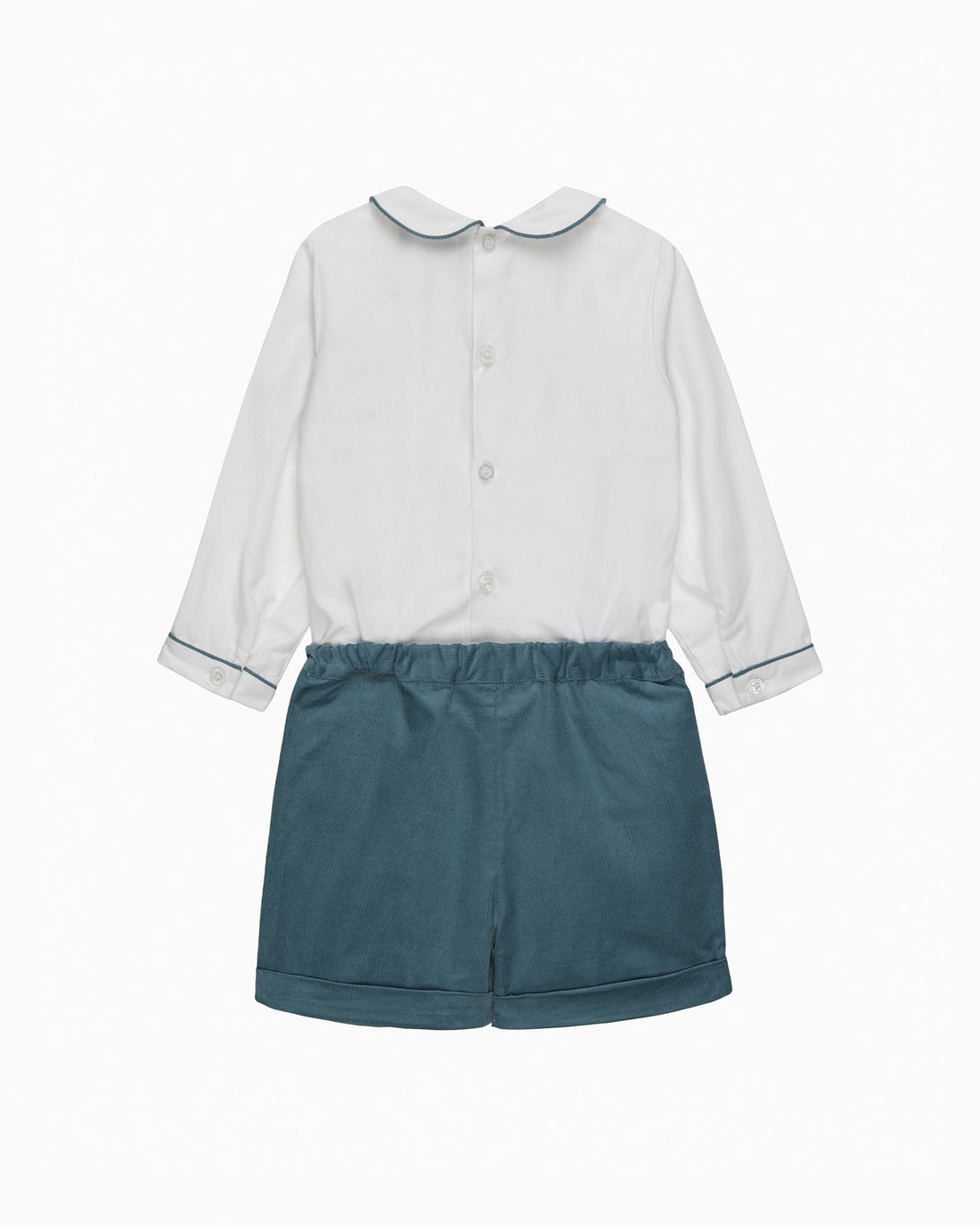 Trotters Heritage Set The Rupert Smocked Set in White/French Blue