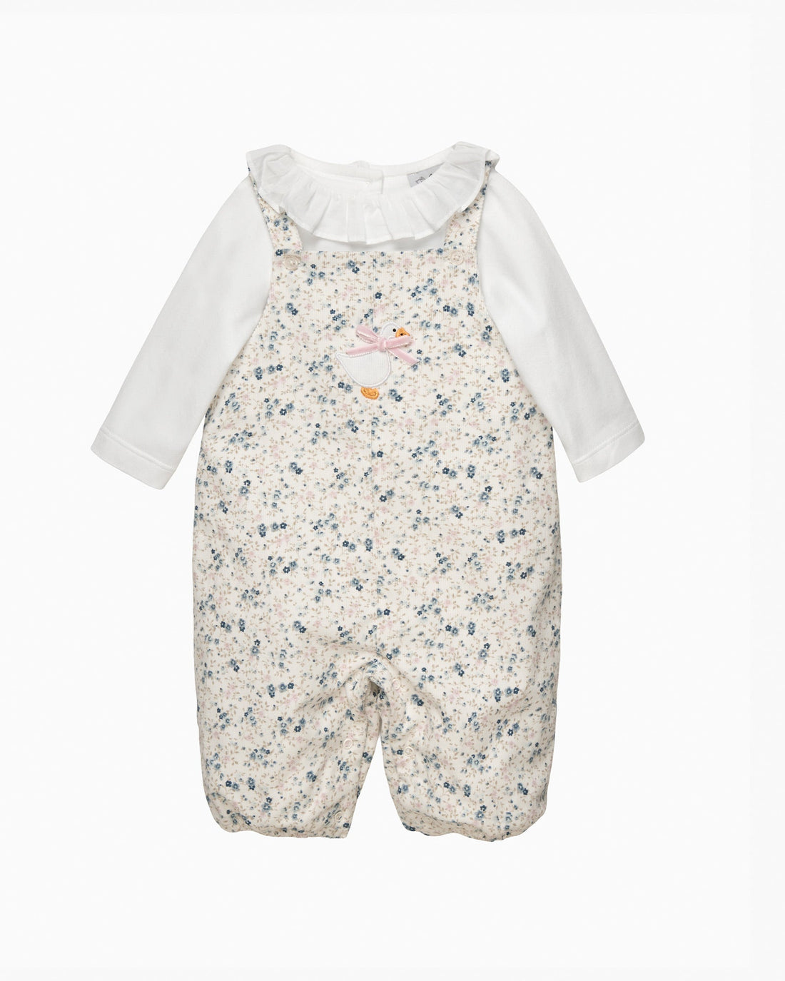 Lapinou Dungarees Baby Ditsy Cord Duckling Dungaree Set
