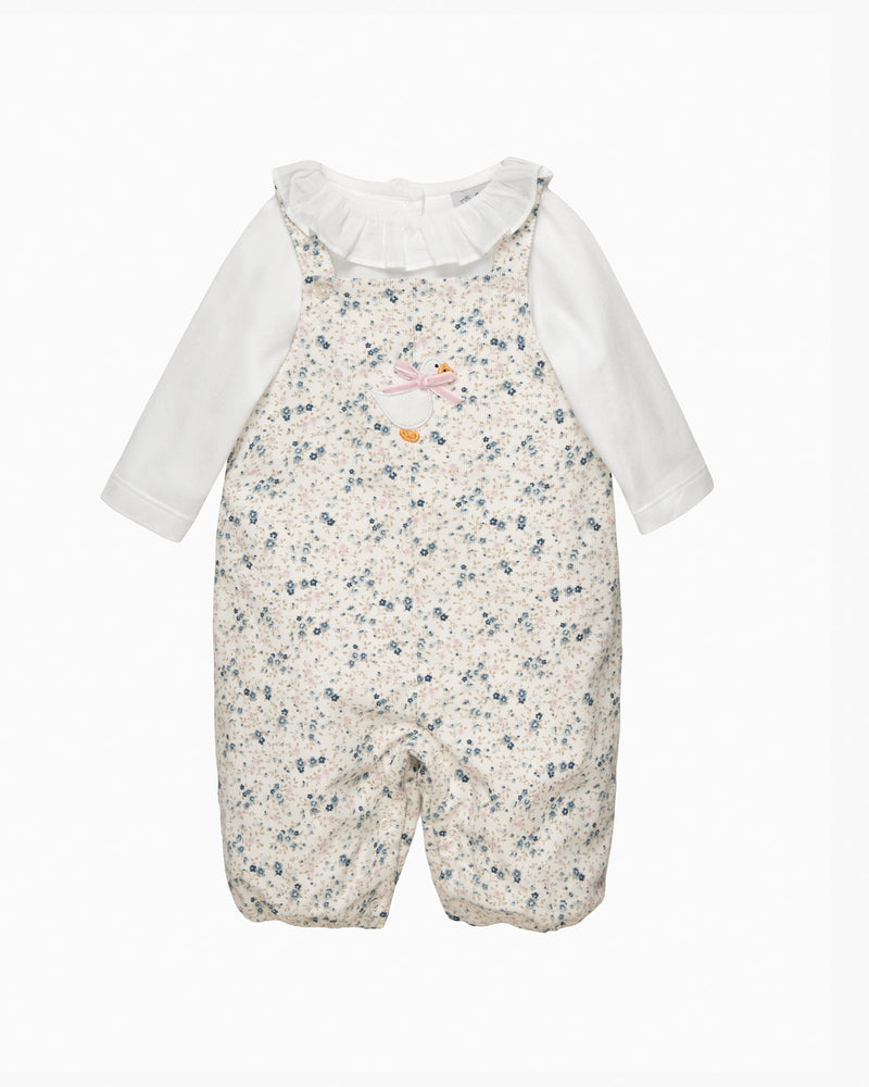 Lapinou Dungarees Baby Ditsy Cord Duckling Dungaree Set