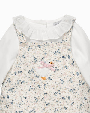 Lapinou Dungarees Baby Ditsy Cord Duckling Dungaree Set