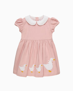 Confiture Dress Baby Cord Duck Dress in Dusty Pink