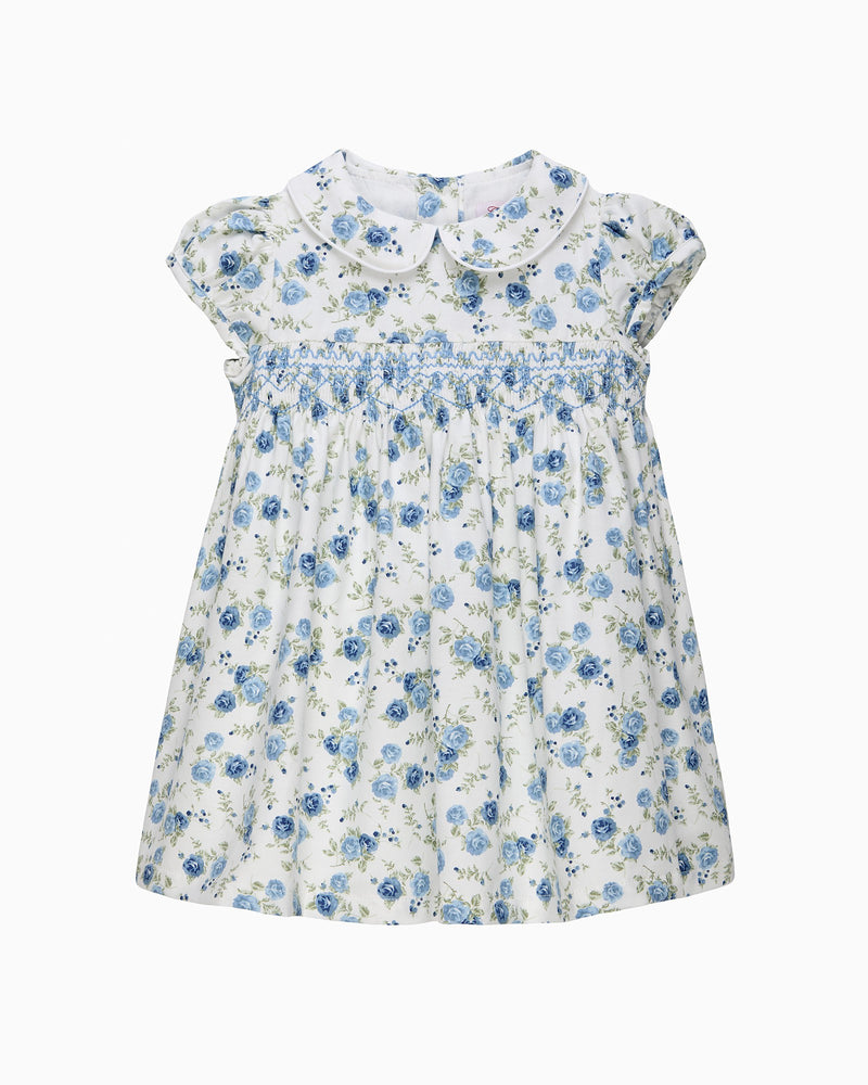 Confiture Dress Baby Arabella Rose Floral Smocked Dress in Blue
