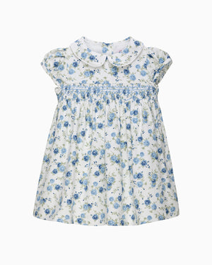 Confiture Dress Baby Arabella Rose Floral Smocked Dress in Blue
