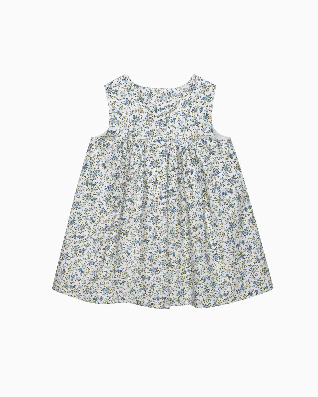 Confiture Dress Baby Cord Ditsy Floral Duck Pinafore in Blue