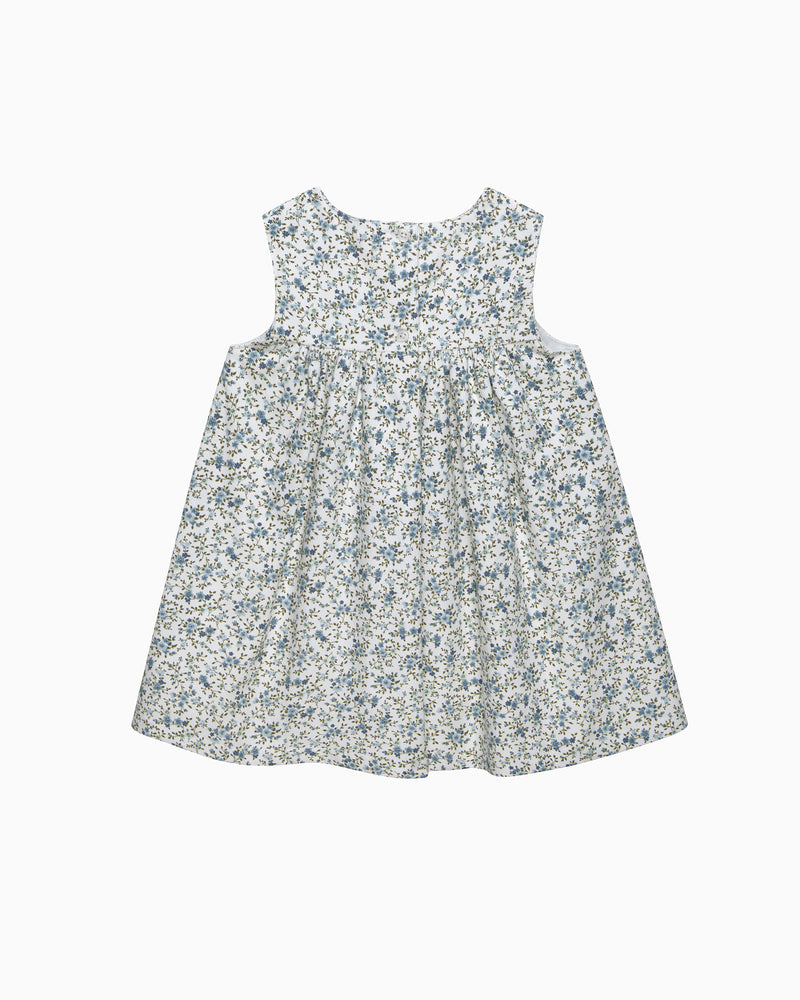 Confiture Dress Baby Cord Ditsy Floral Duck Pinafore in Blue