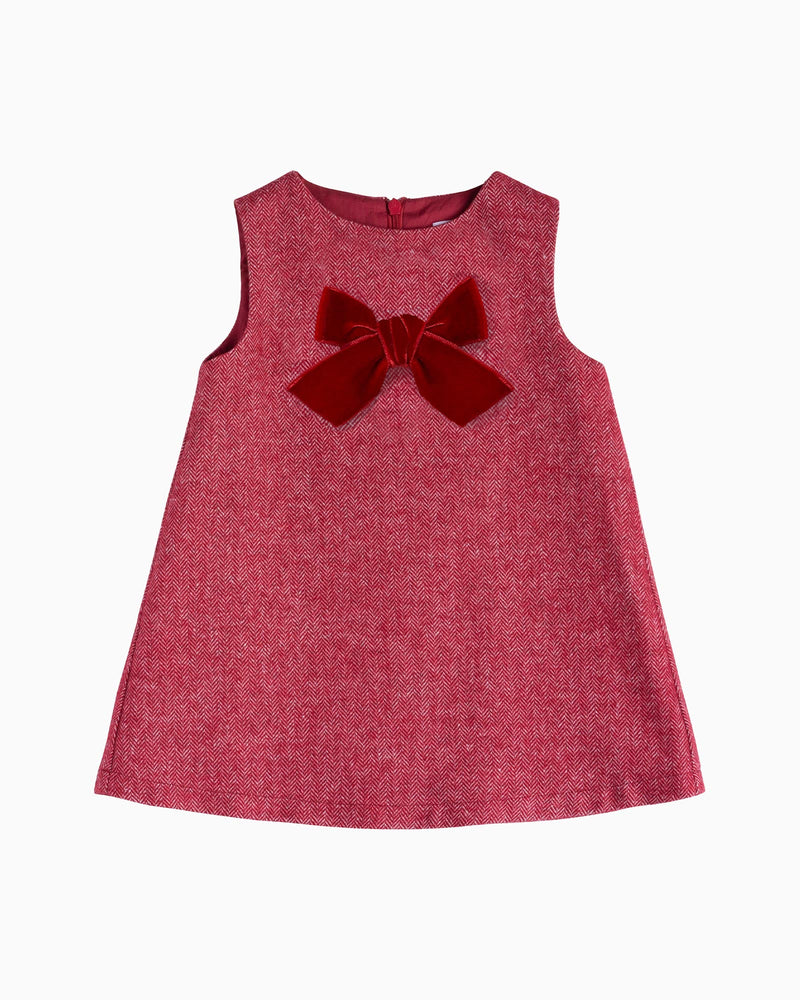 Confiture Dress Baby Georgina Bow Dress in Red Herringbone