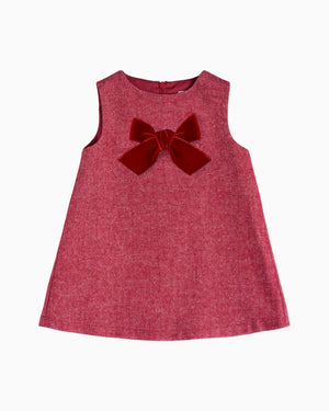 Confiture Dress Baby Georgina Bow Dress in Red Herringbone