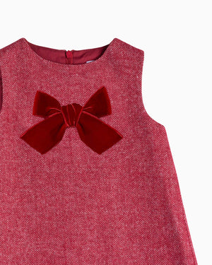 Confiture Dress Baby Georgina Bow Dress in Red Herringbone