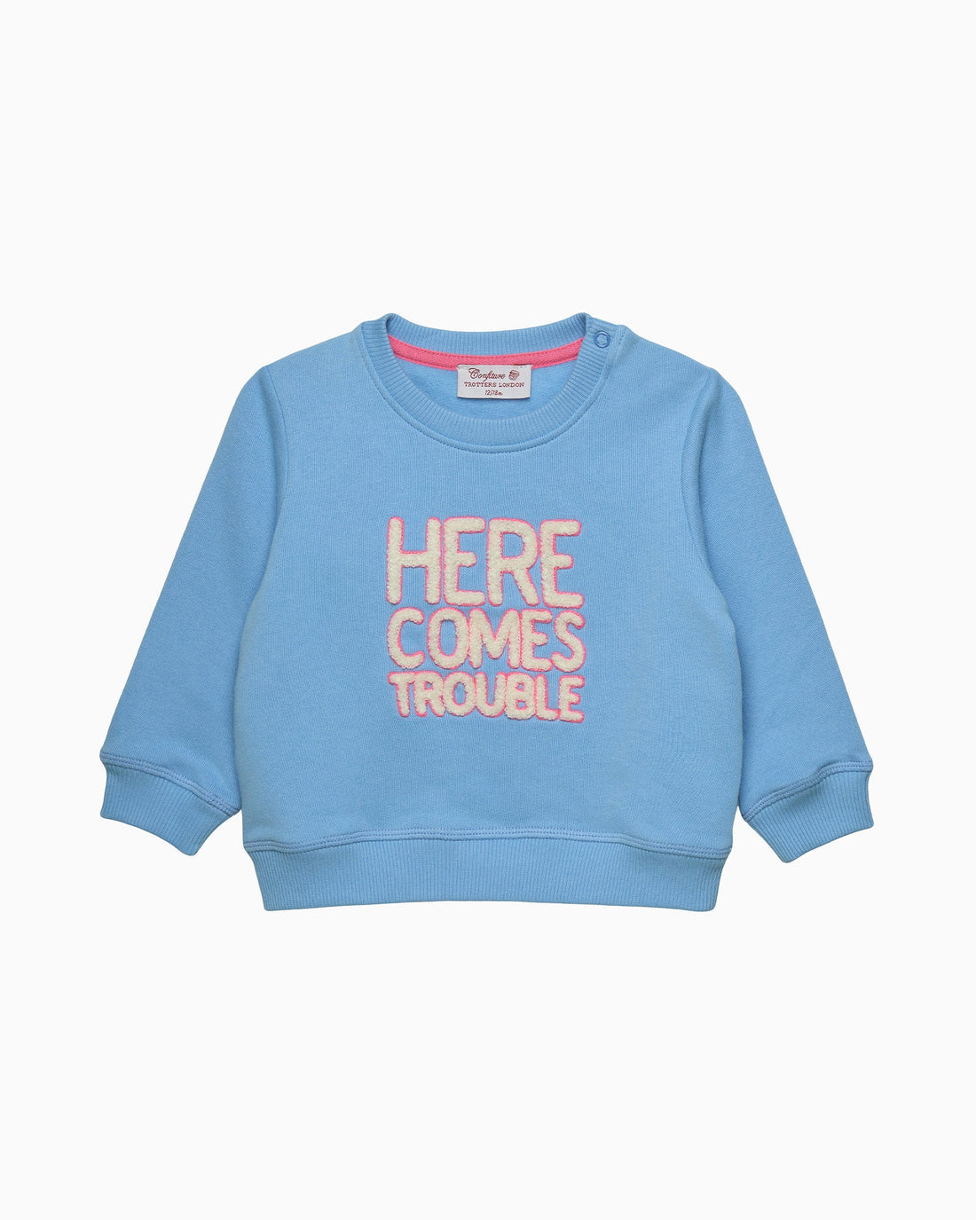 Confiture Sweatshirt Baby Here Comes Trouble Sweatshirt in Blue/Pink