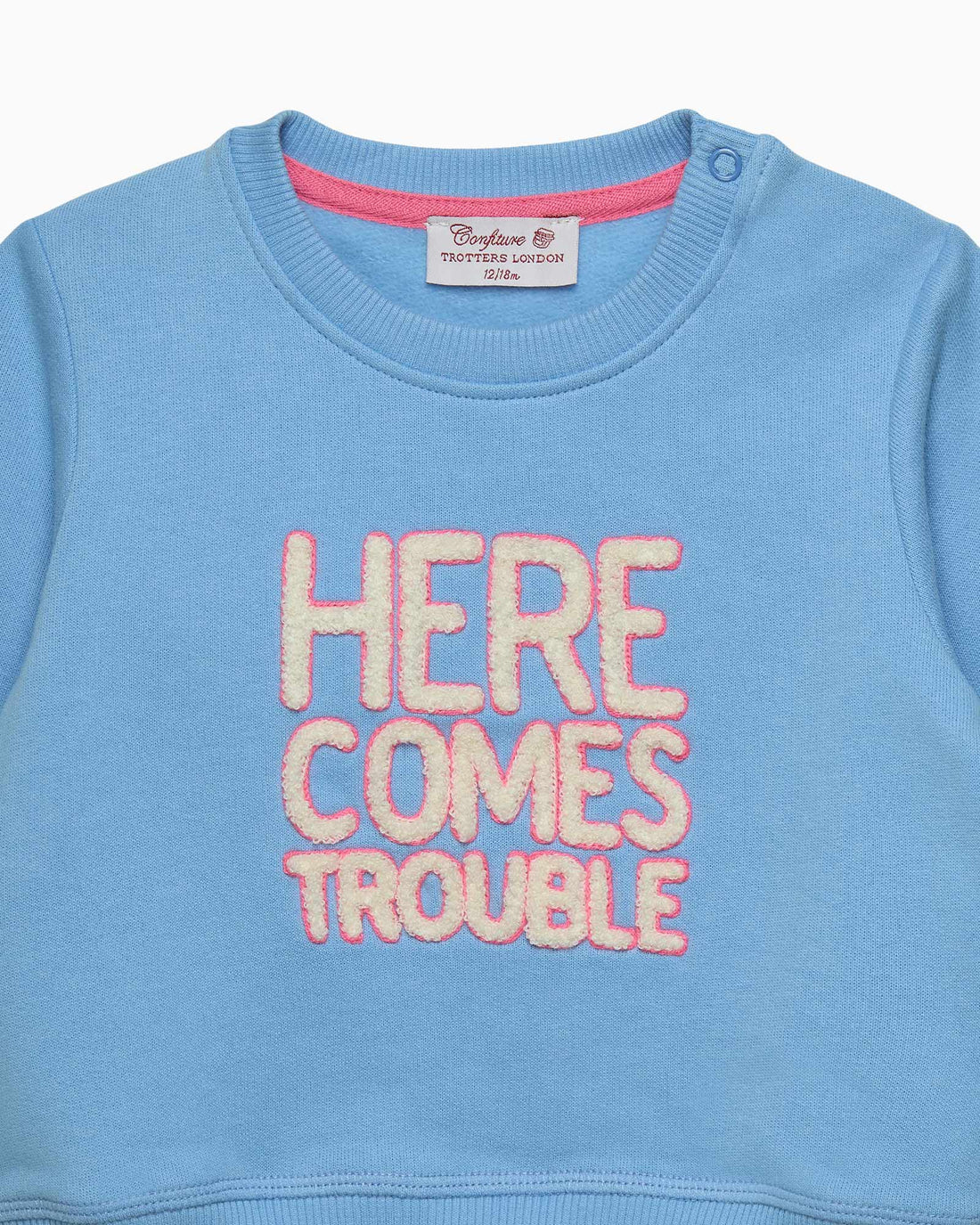 Confiture Sweatshirt Baby Here Comes Trouble Sweatshirt in Blue/Pink