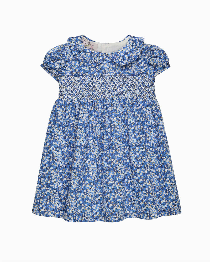 Lily Rose Dress Baby Smocked Dress in Blue Mitsi Valeria