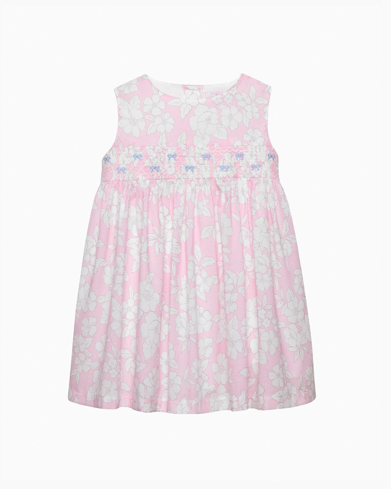 Confiture Dress Baby Molly Smocked Pinafore Dress in Pale Pink Floral