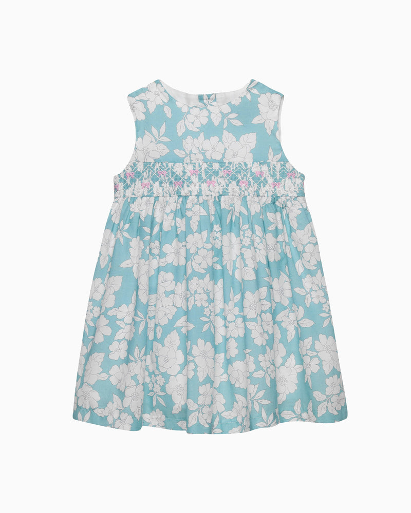 Confiture Dress Baby Molly Smocked Pinafore Dress in Teal Floral
