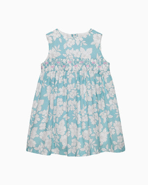 Confiture Dress Baby Molly Smocked Pinafore Dress in Teal Floral