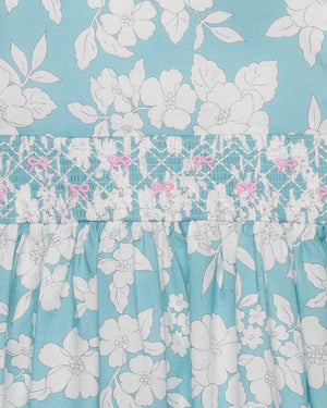 Confiture Dress Baby Molly Smocked Pinafore Dress in Teal Floral