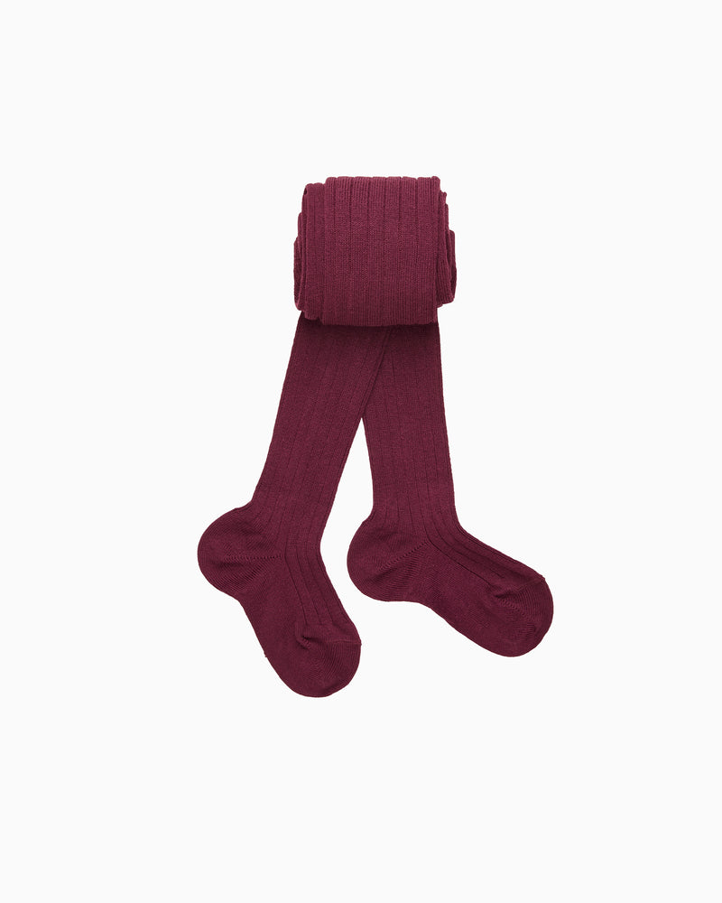 Chelsea Clothing Company Tights Baby Ribbed Tights in Aubergine