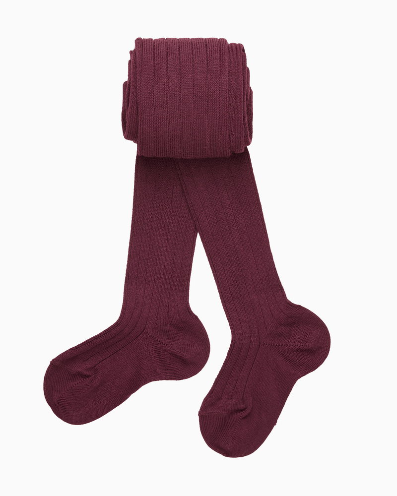 Chelsea Clothing Company Tights Baby Ribbed Tights in Aubergine