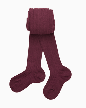Chelsea Clothing Company Tights Baby Ribbed Tights in Aubergine