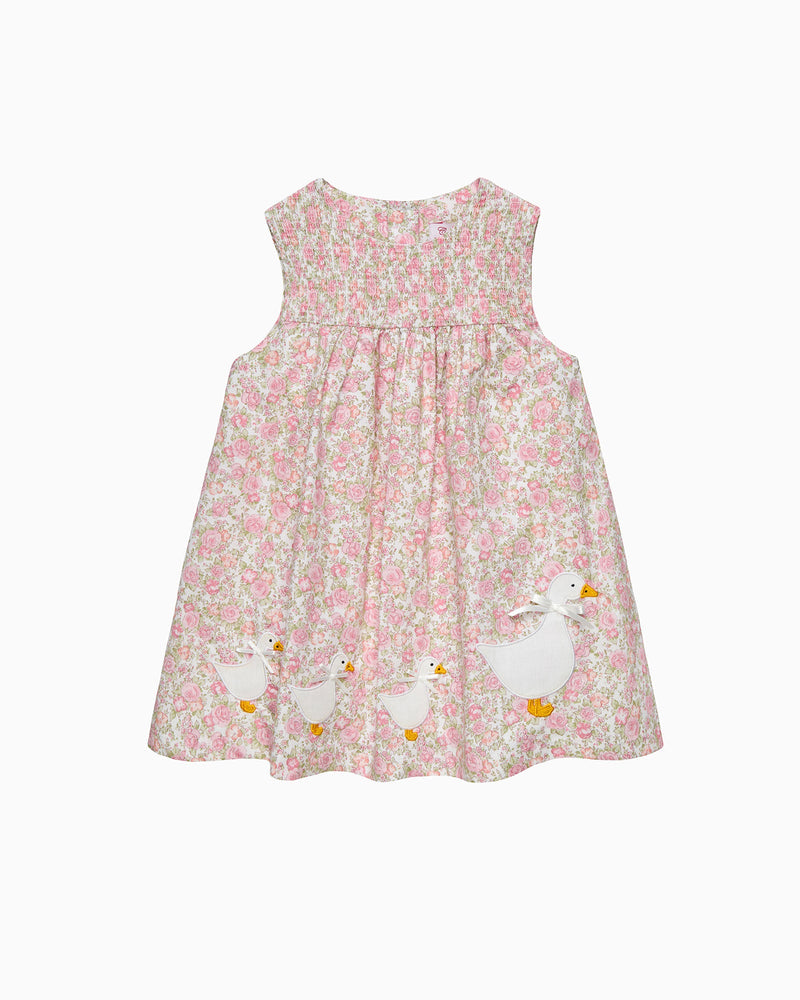 Confiture Dress Baby Rose Smocked Duck Dress in Peach Rose Floral