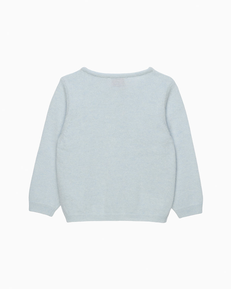 Confiture Cardigan Baby Velvet Bow Cardigan in Pale Blue