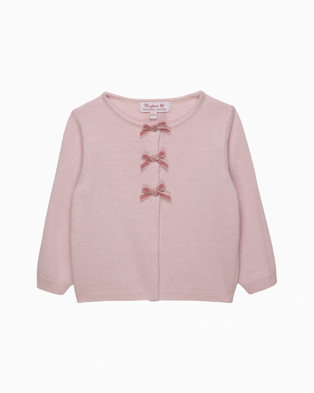 Confiture Cardigan Baby Velvet Bow Cardigan in Pink