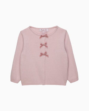 Confiture Cardigan Baby Velvet Bow Cardigan in Pink