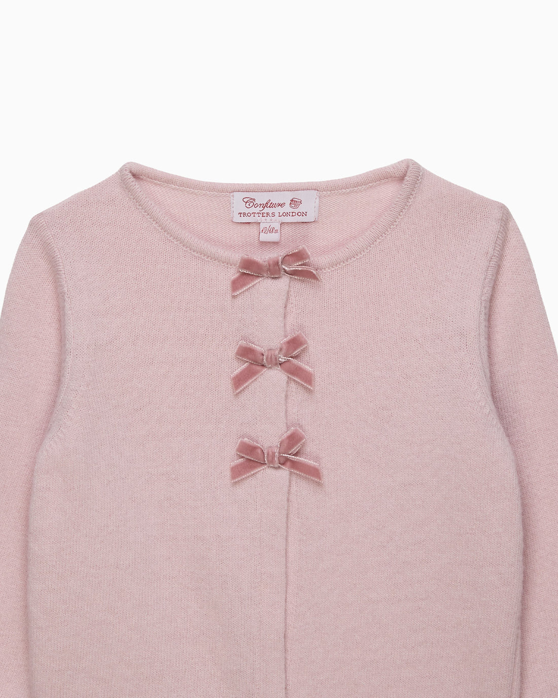Confiture Cardigan Baby Velvet Bow Cardigan in Pink