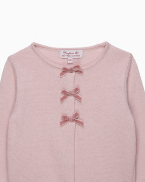 Confiture Cardigan Baby Velvet Bow Cardigan in Pink