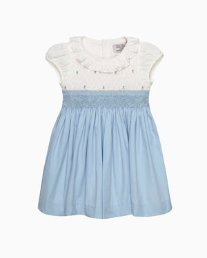 Lily Rose Dress Baby Willow Hand Smocked Dress in Cornflower