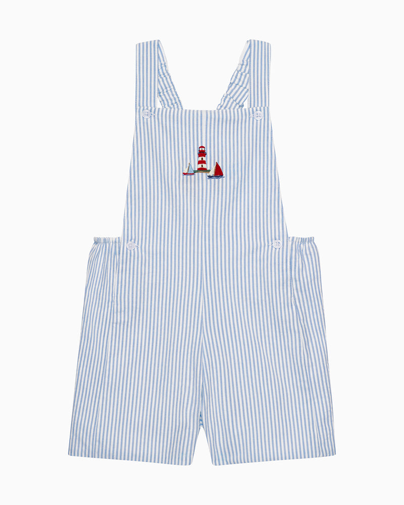 Chelsea Clothing Co Dungarees Baby Atticus Bib Shorts in Blue Stripe