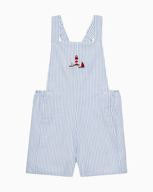 Chelsea Clothing Co Dungarees Baby Atticus Bib Shorts in Blue Stripe