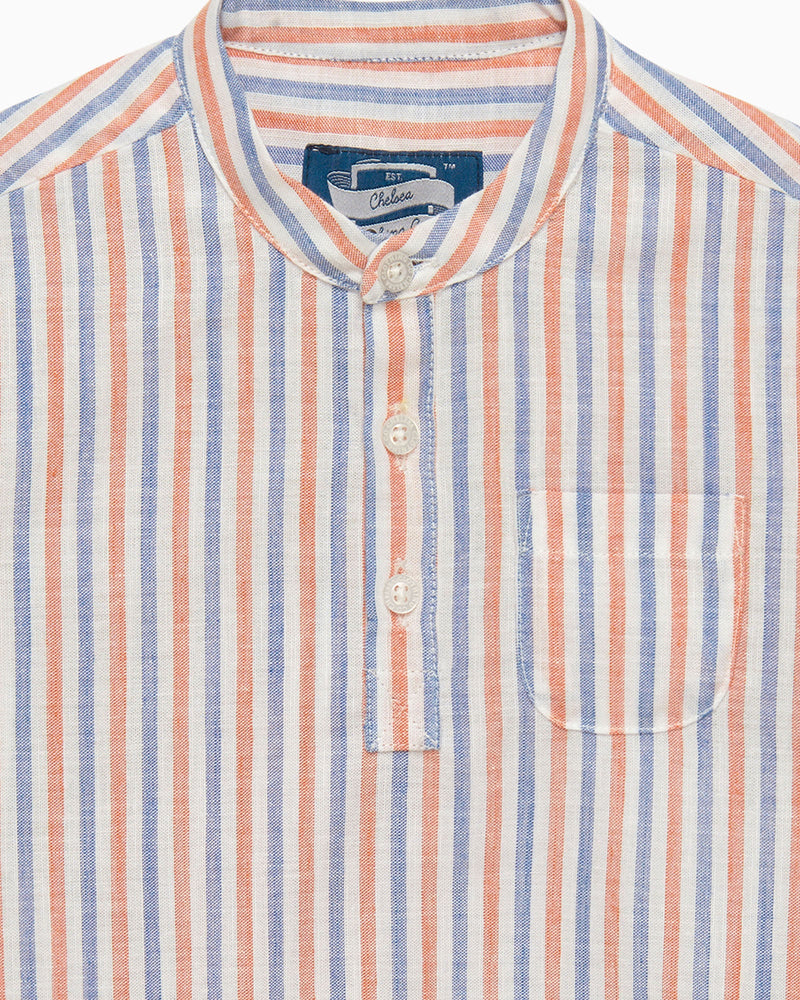 Chelsea Clothing Company Shirt Baby Oscar Shirt in Orange/Blue Stripe