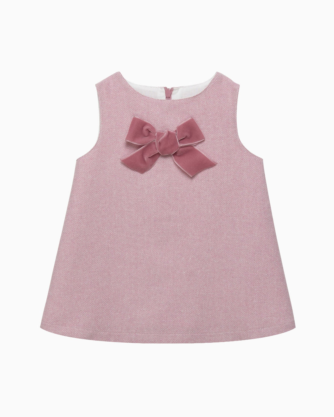 Confiture Dress Baby Georgina Bow Dress in Pink Herringbone