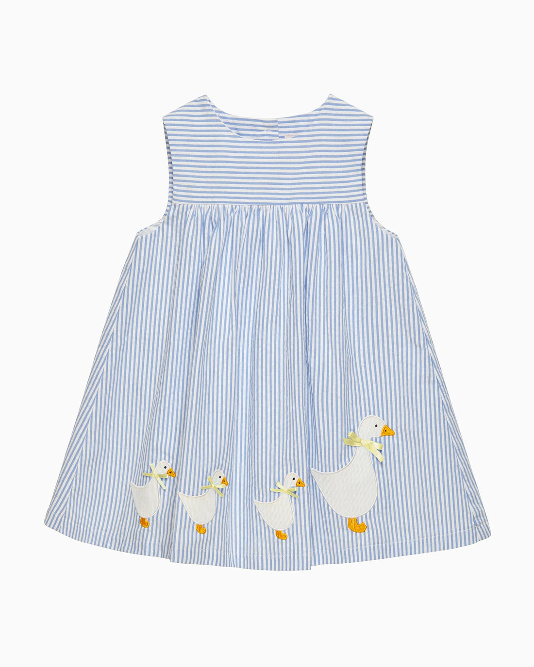 Confiture Dress Baby Duck Pinafore in Blue Stripe