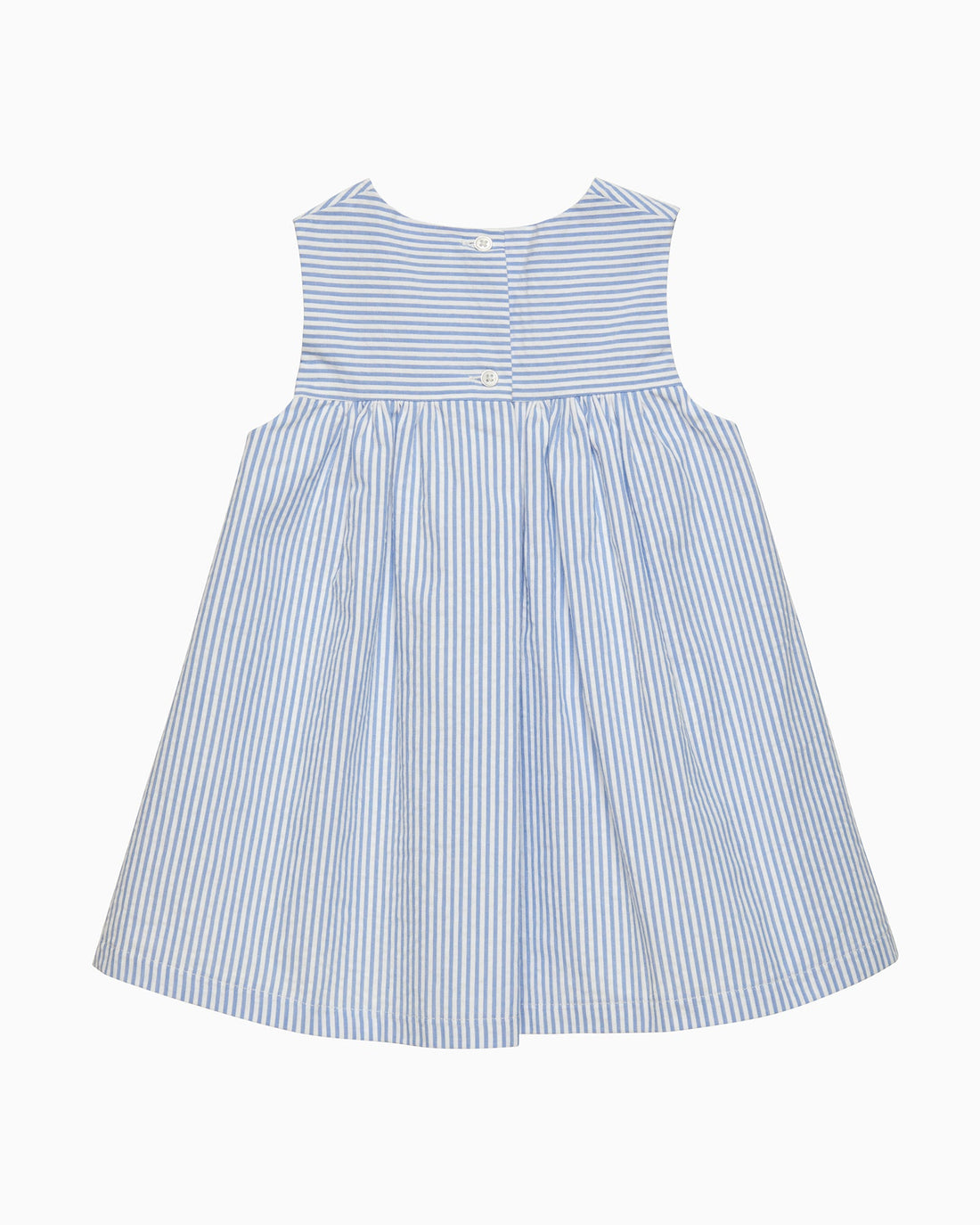 Confiture Dress Baby Duck Pinafore in Blue Stripe