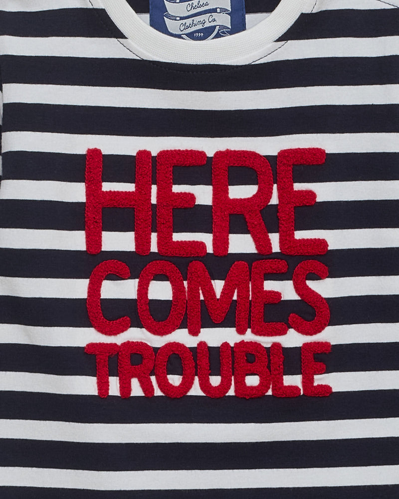Chelsea Clothing Company Top Baby Here Comes Trouble Top