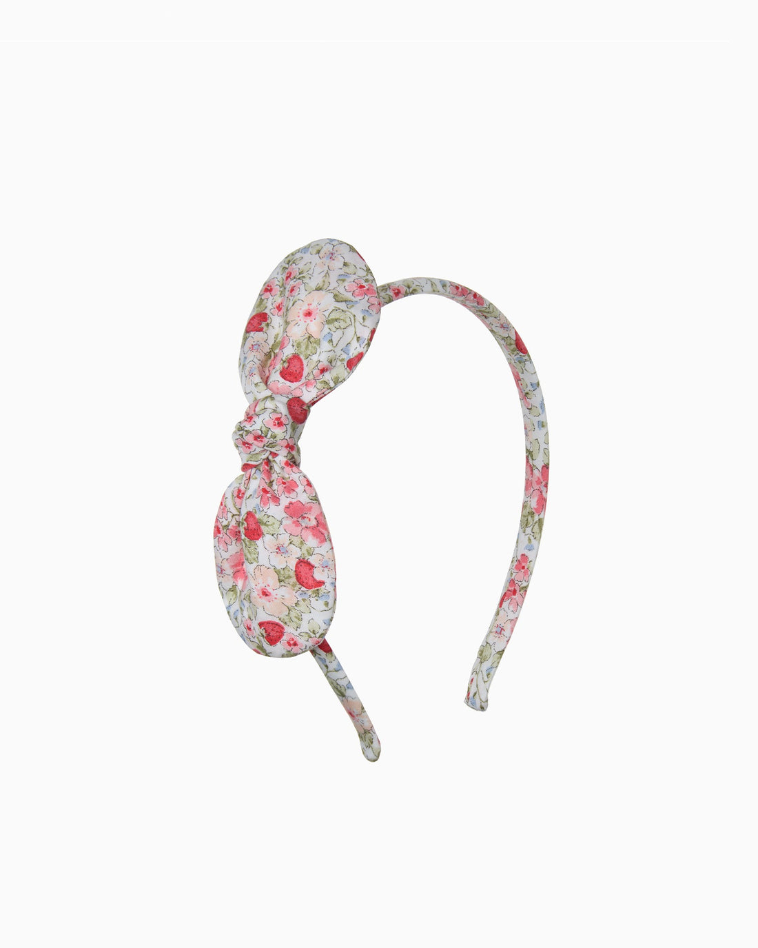 Lily Rose Alice Band Jersey Bow Knot Headband in Strawberry Floral