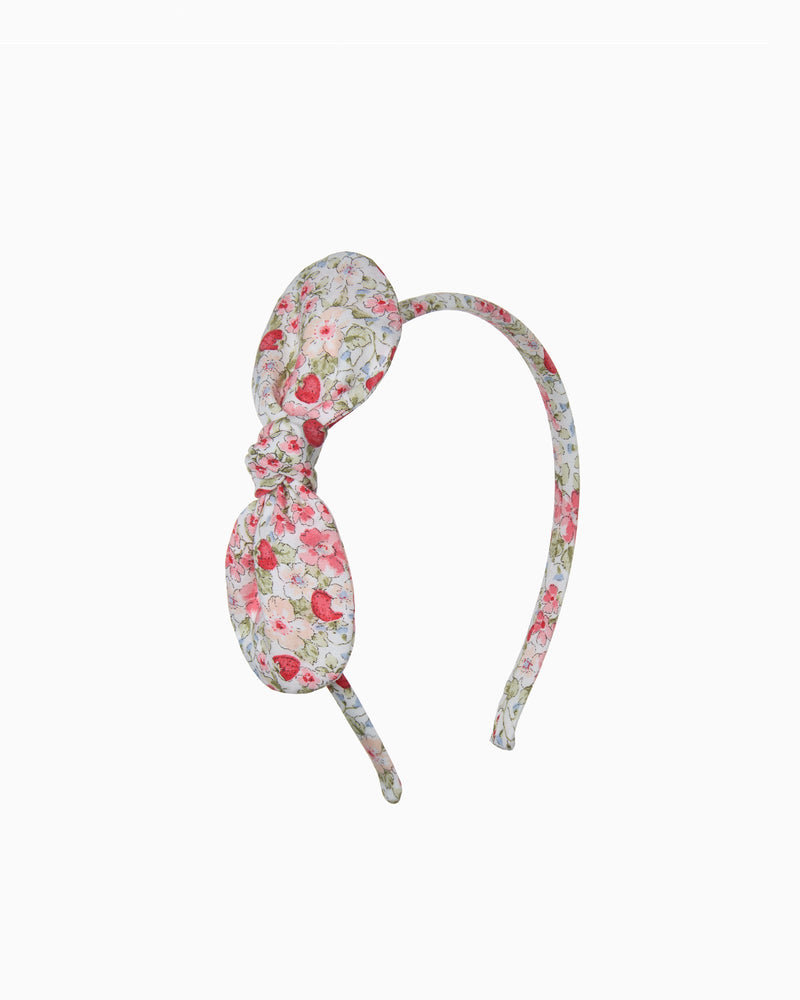 Lily Rose Alice Band Jersey Bow Knot Headband in Strawberry Floral