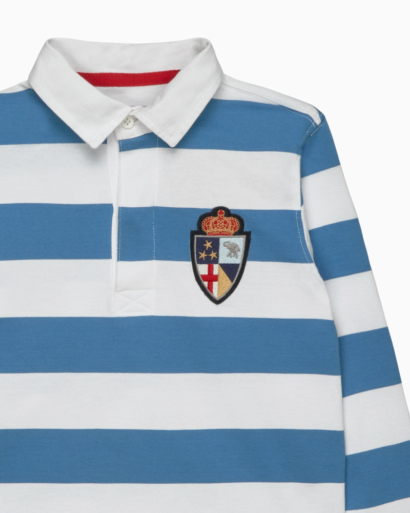 Chelsea Clothing Company Top Nicholas Rugby Shirt in Denim Blue/White