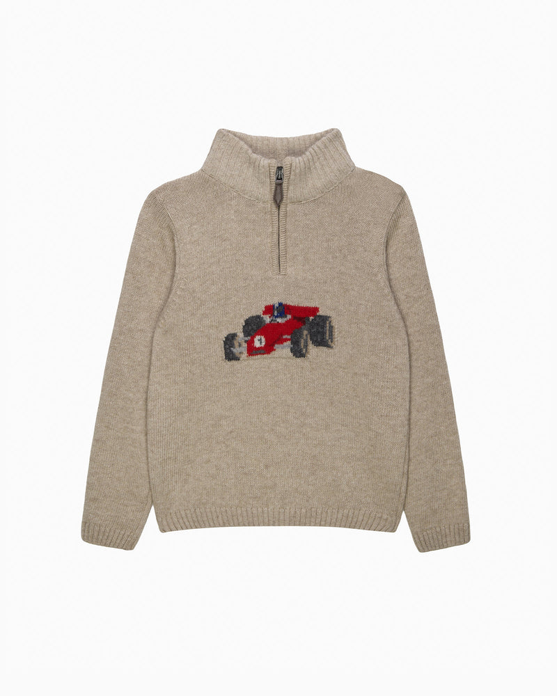 Chelsea Clothing Company Jumper Charles Car Half Zip Jumper in Oatmeal