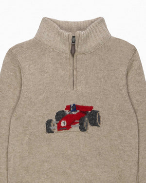 Chelsea Clothing Company Jumper Charles Car Half Zip Jumper in Oatmeal