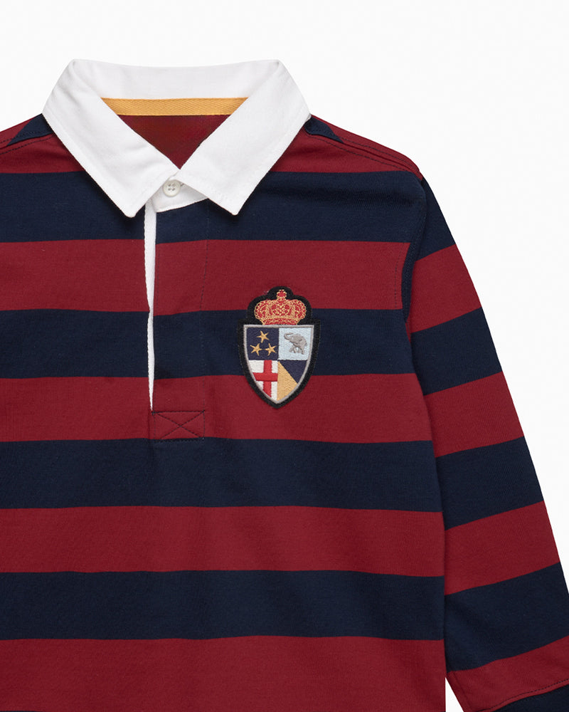 Chelsea Clothing Company Top Nicholas Rugby Shirt in Red/Navy Stripe