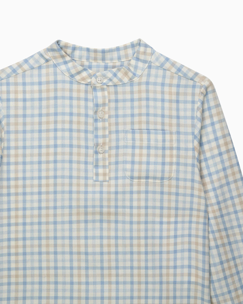 Chelsea Clothing Company Shirt Oscar Shirt in Pale Blue/Oatmeal Check