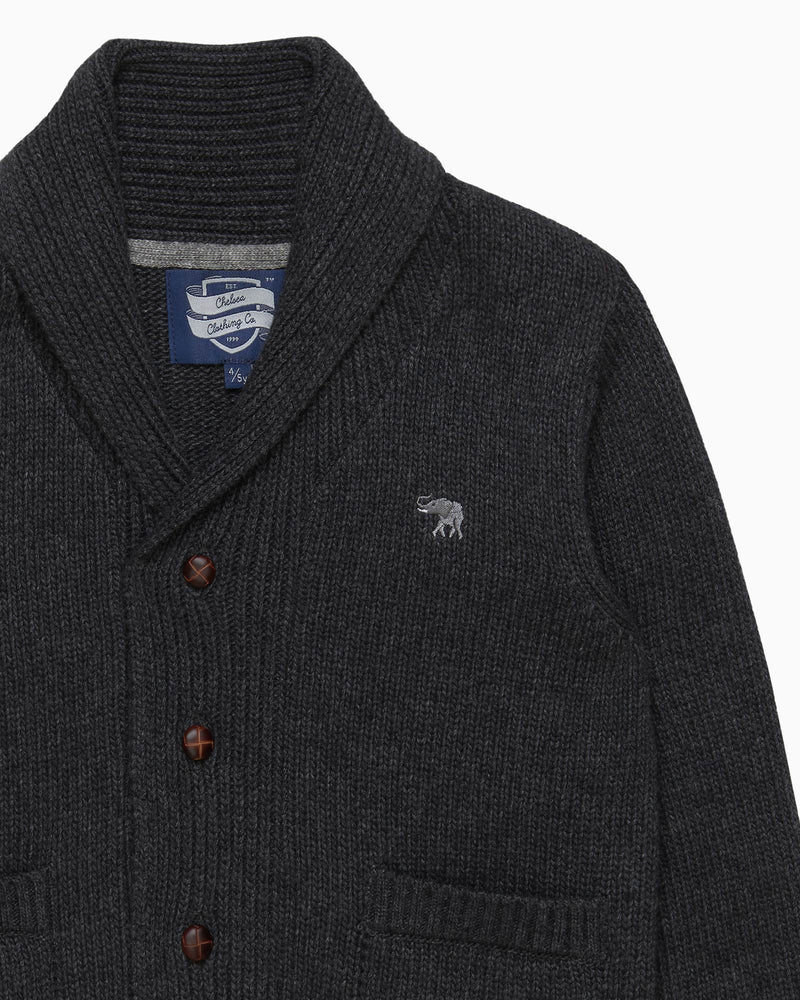 Chelsea Clothing Company Cardigan Stanley Shawl Collar Cardigan in Charcoal