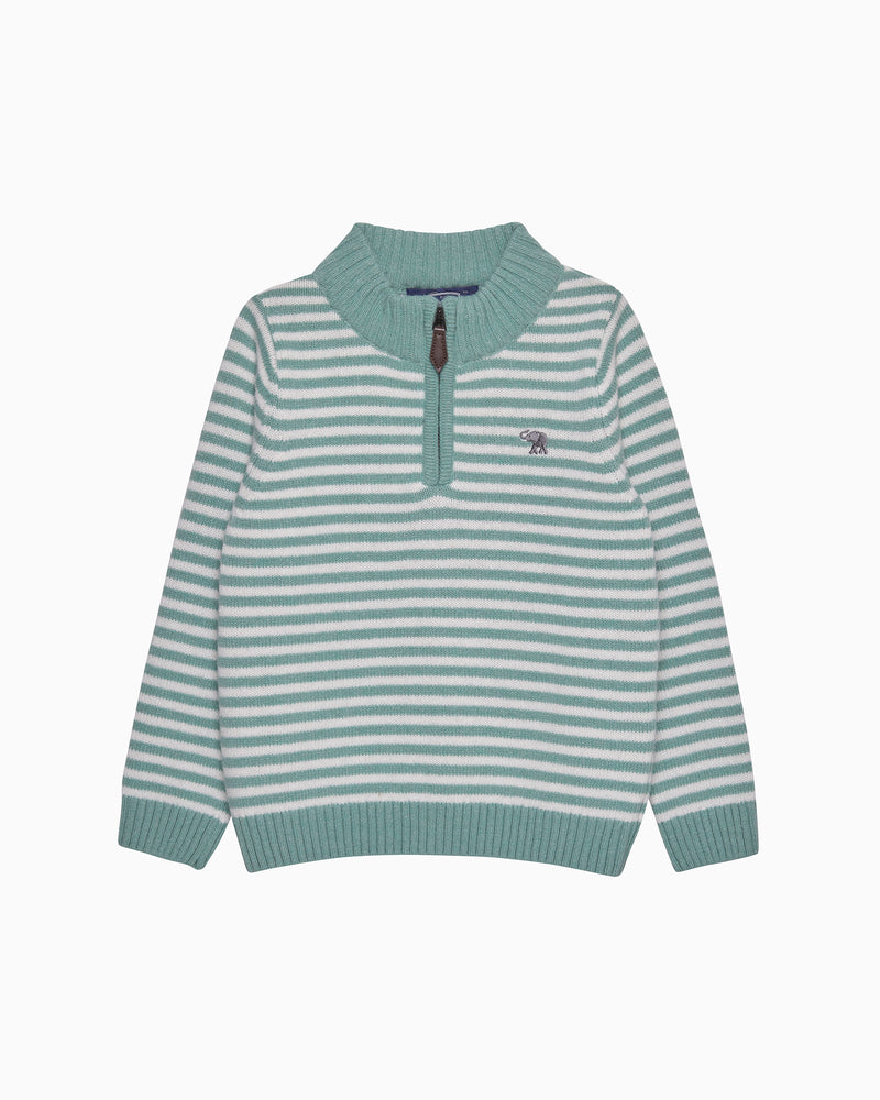 Chelsea Clothing Company Jumper Calum Half-Zip Jumper in Sage Stripe