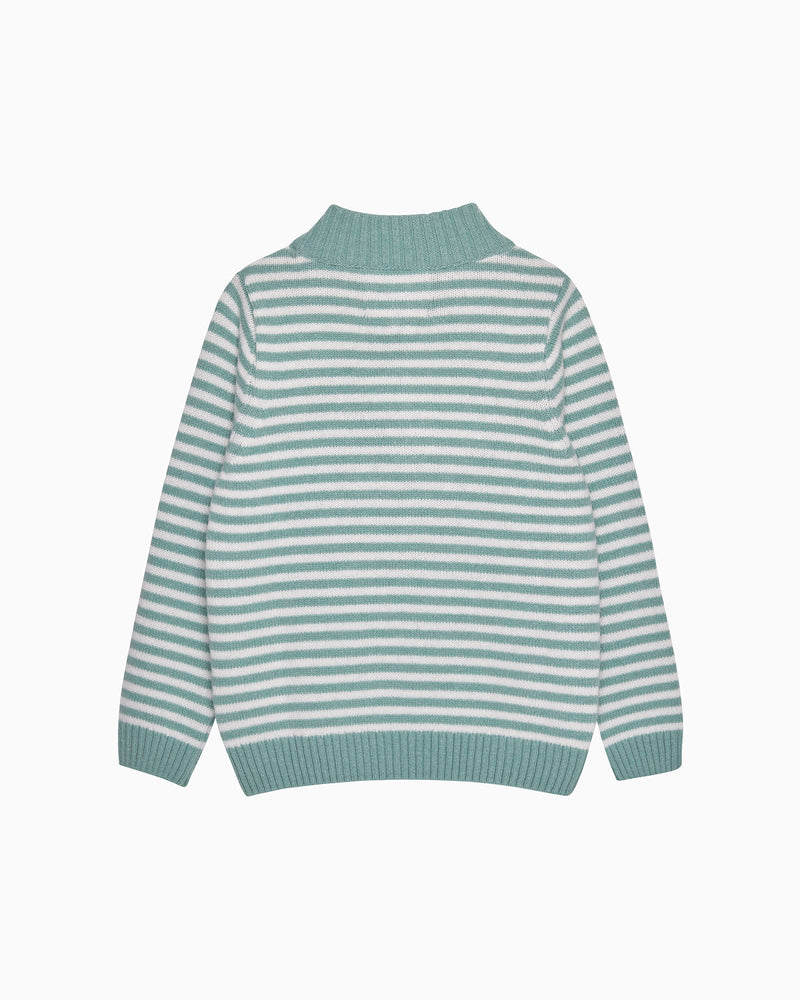 Chelsea Clothing Company Jumper Calum Half-Zip Jumper in Sage Stripe